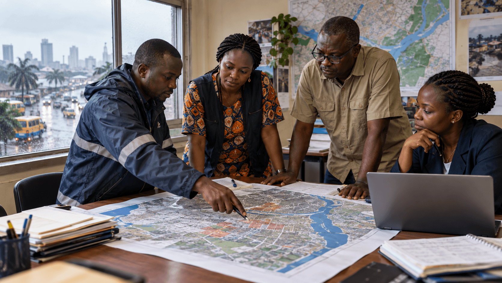 Équipe locale préparant une intervention à Kinshasa